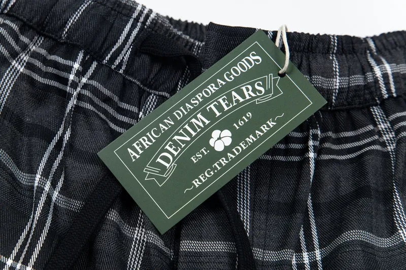200💰D301# DENIM TEARS READYMADE foam kapok plaid casual pants 18 gray, red S-XL